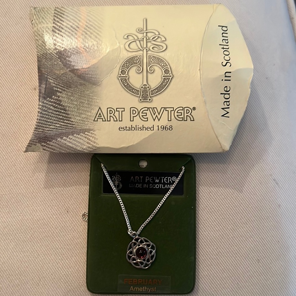 Art Pewter Amethyst Necklace made in Scotland